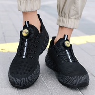 [Ready Stock Free Shipping] Super Popular Flying Knitted Sole Shoes Men's Breathable Anti-slip Light