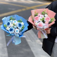hadiah hari guru murah bouquet flower Hari Ibu Kreatif Merajut Rose Bouquet Bunga Benang Hadiah Hadi