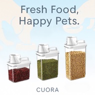 CUORA Pet Food Storage Container – Airtight Clear Box with Measuring Cup, 1.1L / 1.8L / 2.3L Sizes