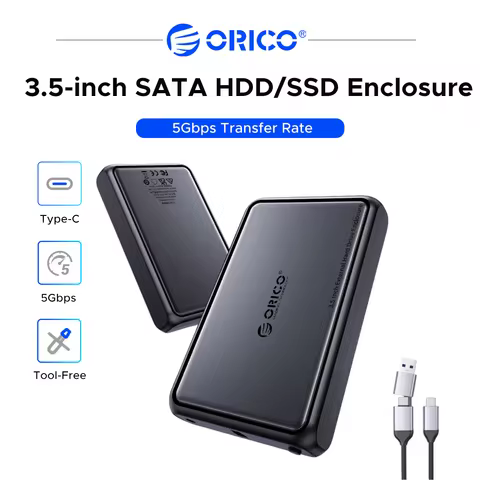 ORICO 3.5" SATA Hard Drive Enclosure Tool-Free External HDD SSD Case Type-C USB3.0 5Gbps Support 18T