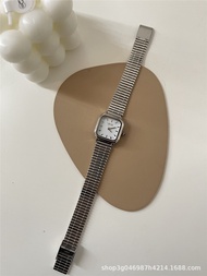 IEKE Classic Retro Niche Korean Square Small Dial Steel Quartz Watch Womens Fashionable Minimalist A