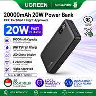 [ CCC Certified ] UGREEN 20000mAh Powerbank 20W PD Fast Charging Portable Charger with LED Digital D