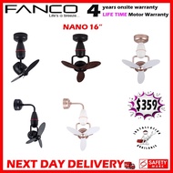 FANCO NANO 16" Corner Fan - DC Motor Ceiling & Wall Mounting Fan - Remote control Last Speed Memory 