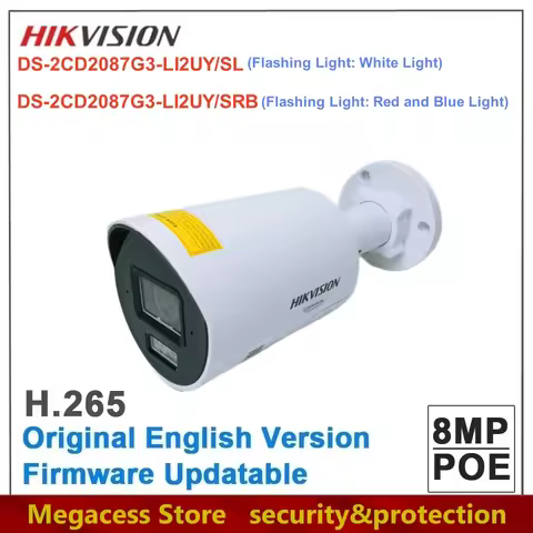 Original Hikvision DS-2CD2087G3-LI2UY/SL and DS-2CD2087G3-LI2UY/SRB 8 MP Smart Hybrid Light ColorVu 