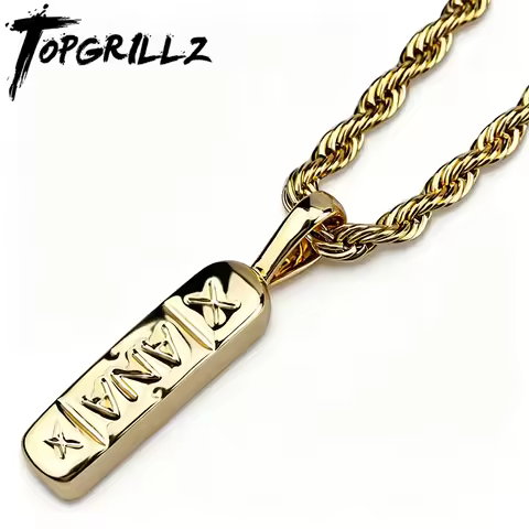 TOPGRILLZ Hip Hop Trendy Jewelry Gold Color Brass Xanax Pill Pendant Necklace Charm For Women Men Wi