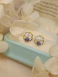 貴氣皇家藍|閃耀藍寶石|天然斯里蘭卡藍寶石純銀小豪鑲耳環