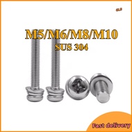 304 SS 3-in-1 Concrete Screw Anchor Set | Cross Head Round Screw with Plug & Nut for Heavy Duty Outd
