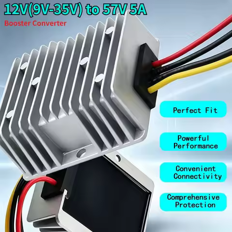 DC 12V (9V-35V) Step Up to 57V 5A 285W Booster Converter Power Supply for Standard Starlink Gen 3 Ro
