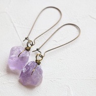 紫水晶礦石耳環 天然石手工耳環 天然石耳環 古銅耳環