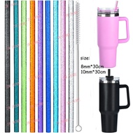 8/10mm Reusable Plastic Clear GlitterStraws , 30cm Long Colorful Hard Plastic Tumbler Replacement St