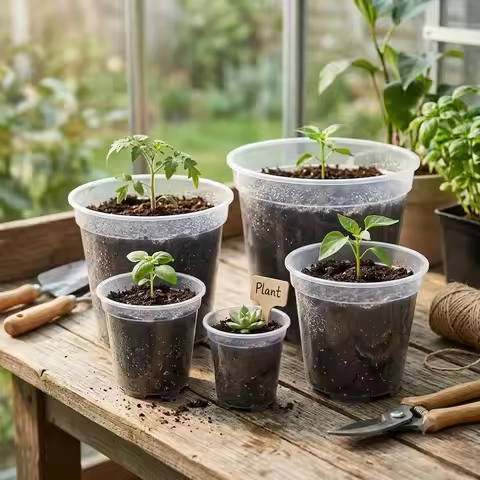 Clear Plastic Nursery Pots with Drainage Holes - Transparent Seed Starting Planter Containers for Su