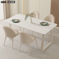 【SG⭐SALES】Sintered Stone Dining Table Set w Chair Creamy Style Marble Dining Table Dining Room Furni