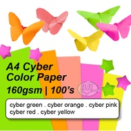A4 Color Paper 160g (100s)/ Three Sheet Card/ Fluorescent Cyber Yellow/ Green/ Pink/ Orange/ Red