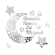 Ramadan Crescent Acrylic Mirror Sticker 3D Self Adhesive Wall Sticker for Doors Windows Closets