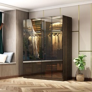Wardrobe Top Cabinet Light Luxury and Simplicity Modern Economical Cabinet with Lights Combination Side Cabinet Four Or Five Doors Glass Wardrobe