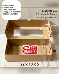Dus brownies M Brownis Medium  / box coklat donat isi 3 / Kraft laminasi / 22x10x5 SATUAN/perPcs