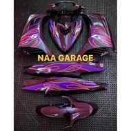 COVERSET PURPLE BLACK STICKER FIRE RUSH PURPLE LC135 V4-V5-V6-V6?M AMBLEM LOGO YAMAHA