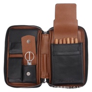 Contrast Color Genuine Leather Cigar Box Lychee Pattern Portable Multi-functional Portable Cigar Bag