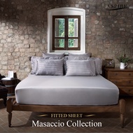 ชุดเครื่องนอน 5 ฟุต 3 ชิ้น MASSACCIO ผ้าริ้ว 500 เส้นด้าย (Bed sheet set 500 thread count 5 feet que