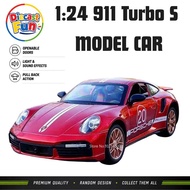 1:24 911 Turbo S GT3 RSR Sport Car Alloy Diecast Car Pull Back Light & Sound Collectible Toy Gift