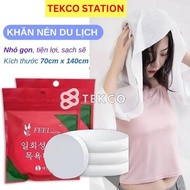Disposable Cotton Compressed Bath Towel (70x140cm) Red - Travel Tablet Towel