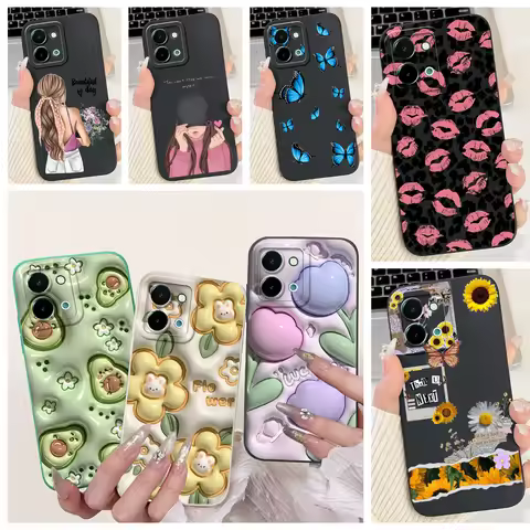 For Vivo Y28 Y28s 4G 5G Back Cover Vivo Y03 Y03t Y18 Y18i Y18e Funda Flower Butterfly Women Fashion 
