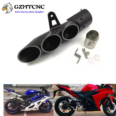 36-51mm Universal Modified Double/Triple Holes Exhaust Muffler Pipe Tube For Kawasaki ZX6R ZX10R Z75