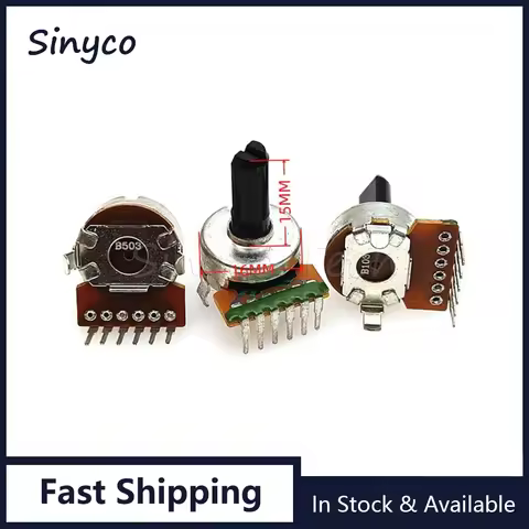 3PCS 161 Double Potentiometer B10K B20K B50K B100K Audio Amplifier Volume Adjuster Switch Vertical 6