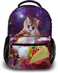 Granbey Space Taco Cat Backpack Cute Galaxy Burrito Kitten Students Bookbags