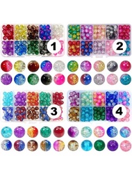 150 Piezas De Cuentas De Vidrio Craquelado En 10 Colores Aleatorios Para Hacer Joyas, Kit De Fabricación De Brazaletes Con Cuentas De Gradiente De 8mm, Cuentas Separadoras, Cristales Y Encantos Para Hacer Aretes, Pulseras Y Colgantes De Collar, Suministros Para Hacer Joyas Y Regalos Para Niñas