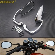 ZORBYZ Motorcycle Chrome L-bar Retro Oval Rearview Side Mirror E9 Mark For Honda Yamaha Suzuki Cafe 
