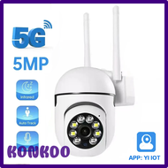 KONKDO 5MP YI IOT 5G 2.4G WiFi กล้อง PTZ ใช้ในร่มกล้องวงจรปิดติดตามรถยนต์สีจอดูแลเด็กกล้องจิ๋ว
