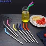 PULLBEAR 2Pcs Stainless Steel Straw, With Silicone Tip 8mm Metal Straw, Bar Accessories Reusable Smooth Surface Detachable Stanley Cup Straw Drink