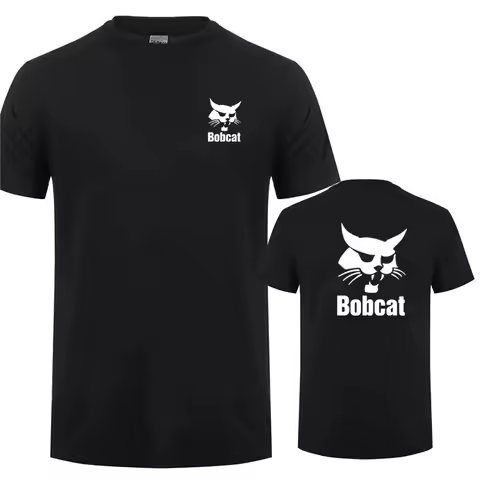 Bobcat T Shirt Summer Men Short Sleeve Cotton Bobcat Heavy Equipment Logo T Shirts Printed Crewneck 