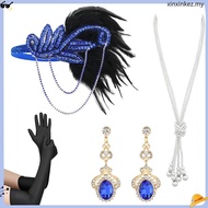 1920s Flapper Set Roarin g 20s Gatsby Accessories for Women Feather Headband 1920s Flapper Girl Acce