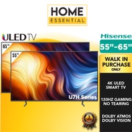 Hisense 65 Inch 120Hz Gaming 4K Quantum ULED Smart TV 65U7H | 55 Inch 55U7H | Netflix Youtube Dolby 