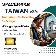 Spaceroam Taiwan eSIM | 1 - 5 Days Unlimited Data | No Throttling | High Speed Unlimited Data