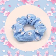 (SG Ready Stocks) Pink Flower Scrunchie, Blue Flower Scrunchie, Good Quality Scrunchie, Hair ties Sc