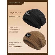 hat for women cap for men Big Head Wool Hat Women's Winter New Black Fleece-lined Knitted Hat for Wa