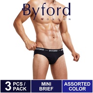 boxer lelaki Byford Underwear Mini Brief (3 Pieces) Assorted Colour - BUD306M