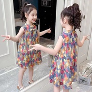 Angugu Girls Fairy Flower Dress New Western Style Little Girl Summer Dress Fragmented Flower Dress L