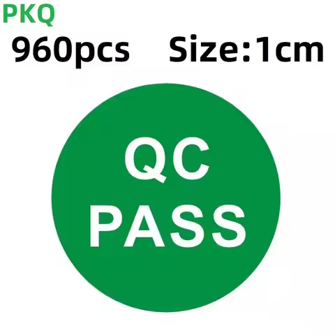960pcs 1cm QC PASS Paper Label Qualtity Controla Sticker Green Factory Product Check Mark Manufactur