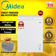 SYK Midea MD-RC151FZB01 Chest Freezer Deep Freezer Peti Sejuk Kecil Beku Meat Freezers 130L Free Gift