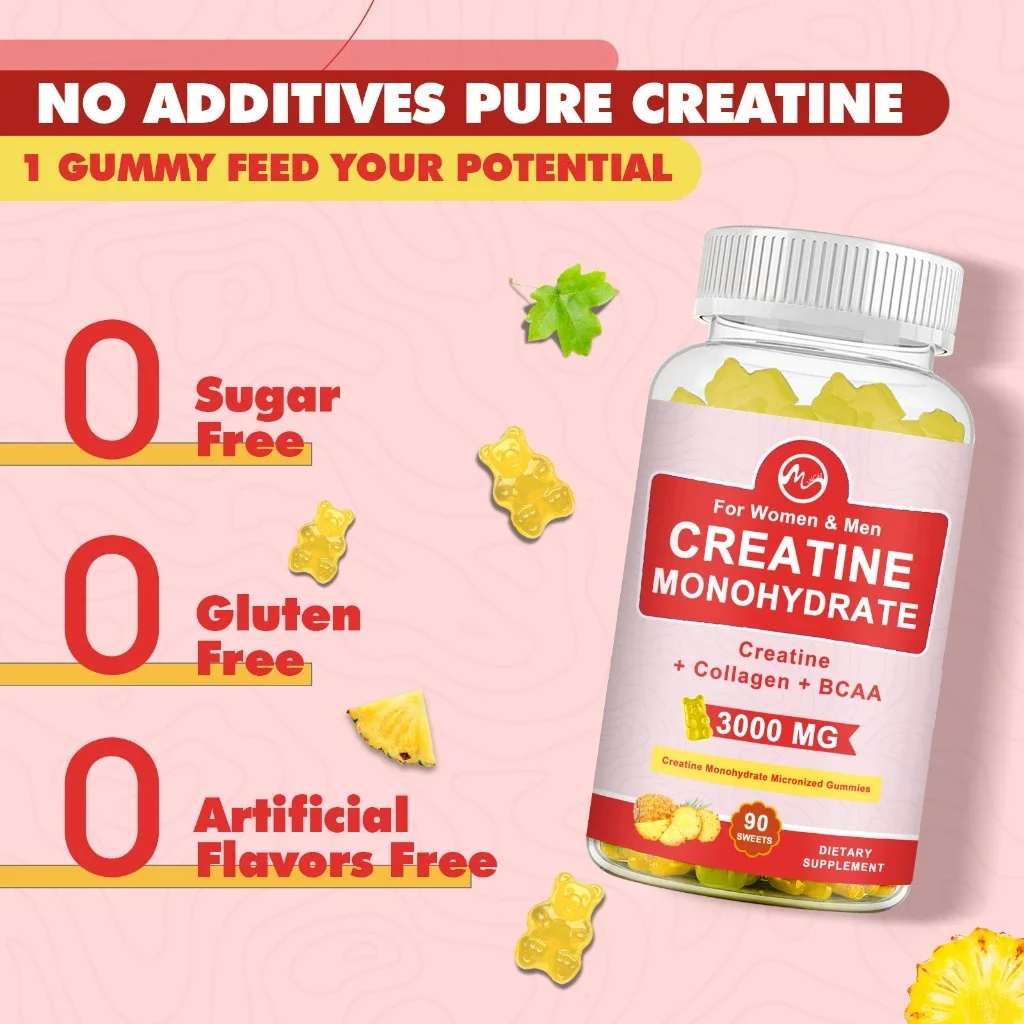 Minch Creatine Monohydrate Gummies 3000มก.(60ชิ้น)+คอลลาเจน BBCA -สร้างกล้ามเนื้อ เพิ่มความอดทนในทัน