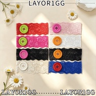LAYOR1GG Lace Headband, Plastic Lace Material Button Headband, Fashion Vintage Style Dopamine Colore