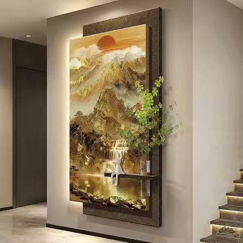 Backed by Gold Mountain, Entranceway Decorative Painting, Song Dynasty Aesthetics, Corridor Sandston