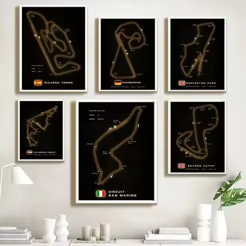 Nordic Posters New F1 Formula One Circuit 2024 Season Calendar Wall Art Canvas Painting Living Room 