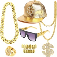 WAINIS Hip Hop Costume Kit 80s 90s Accessories Outfit for Men Rapper Sunglasses Chain Dollar Necklac