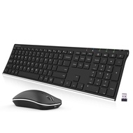 Arteck 2.4G Wireless Keyboard and Mouse Combo Stainless Steel Ultra Slim Full Size Keyboard and Ergo