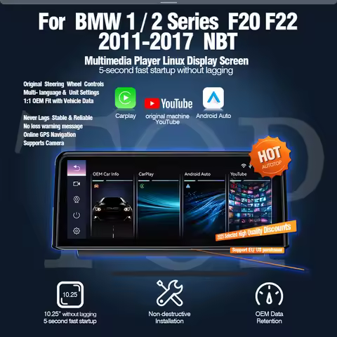 AUTOTOP 10.25"Youtube Wireless Carplay Android Auto Car Multimedia Radio for BMW 1 2 Series F20 F21 